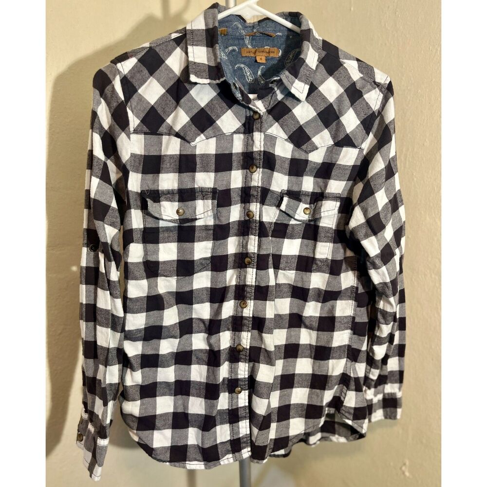 JACHS Girlfriend Buffalo Check Button Down Shirt Size S